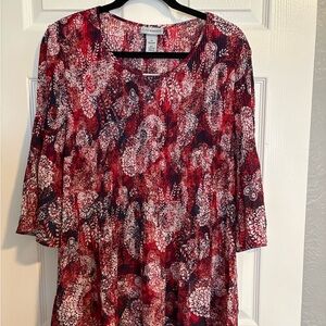 Catherines Red and White Patterned Blouse